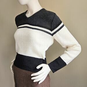 Vtg Ellemenno Women’s Sweater Sz M Made In USA 90's Does 70s Tennis Athletic